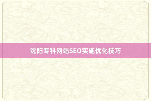 沈阳专科网站SEO实施优化技巧